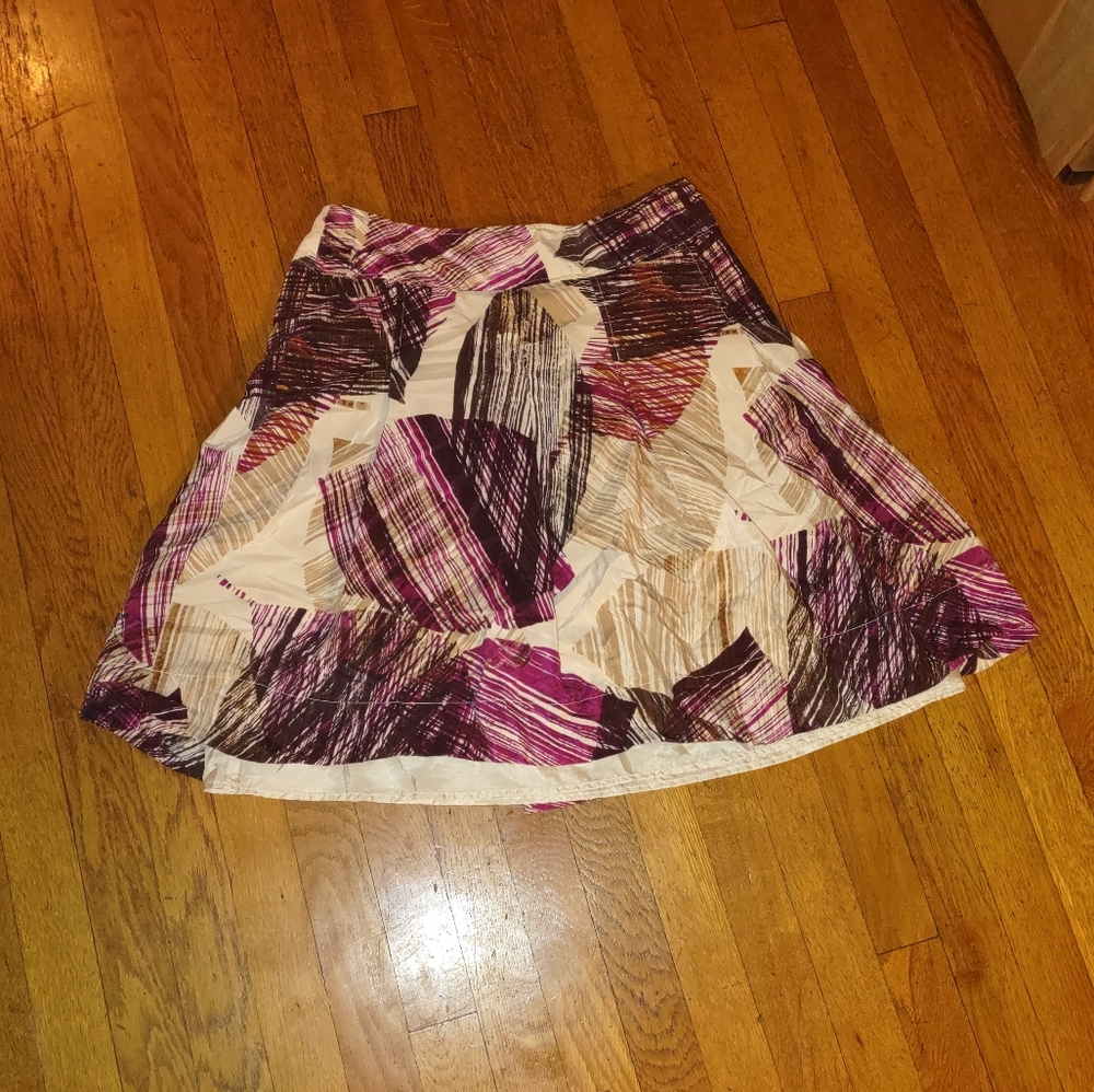 New York and Co silk blend colorful skirt size 10